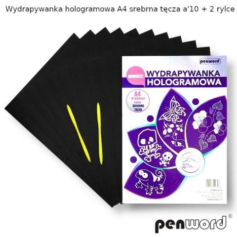 Wydrapywanka hologramowa A4 srebrna tęczowa