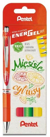 Pióro kulk. EnerGel cytrusy 4 kolory PENTEL