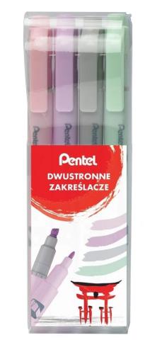 Zakreślacz dwustronny pastel 4 kolory PENTEL