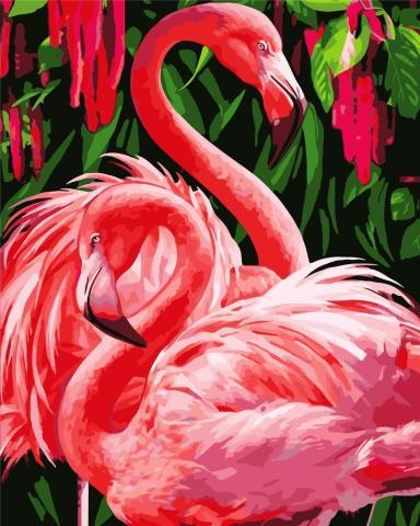 Malowanie po numerach - Para Flamingo 40x50cm