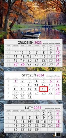 Kalendarz 2024 trójdzielny Jesienna łódka