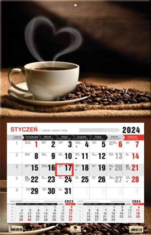 Kalendarz 2024 jednodzielny 3XL Kawa