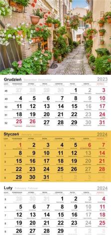 Kalendarz 2024 Trójdzielny kwiecista uliczka