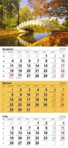 Kalendarz 2024 Trójdzielny biały mostek jesienią
