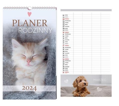 Kalendarz 2024 plan. rodzinny 25x43cm Zwierzaki