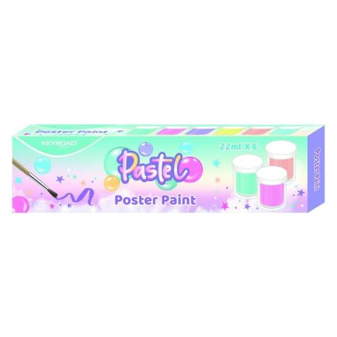 Farby plakatowe pastelowe + pędzel 22ml 6 kolów