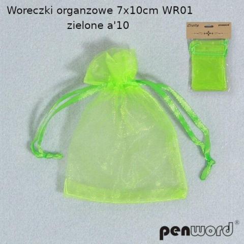 Woreczki organzowe jasnozielone 7x10cm 10szt