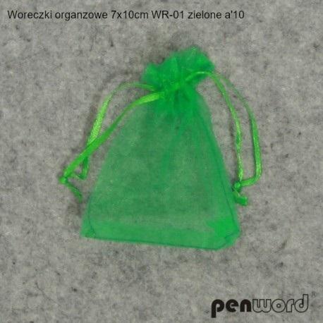 Woreczki organzowe zielone 7x10cm 10szt