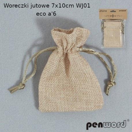 Woreczki jutowe naturalne 7x10cm 6szt