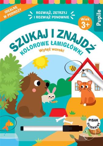 Szukaj i znajdź. Kolorowe łamigłówki. Pupile