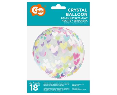 Balon Aqua kryształowy serduszka 30cm