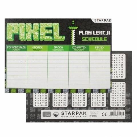 Plan lekcji z tabliczką mnożenia Pixel Game(25szt)