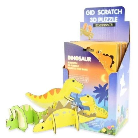 Puzzle 3D zdrapki świecące w ciemności Dinozaury