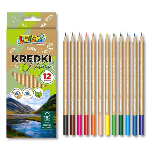 Kredki Kolori ołówkowe 12 kolorów natural PENMATE