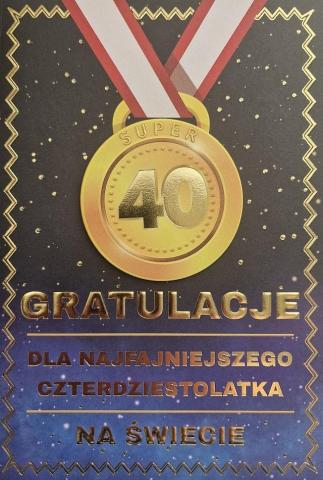 Karnet Urodziny 40 medal męskie