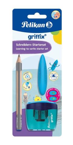 Zestaw Griffix ołówek + temperówka + gumka