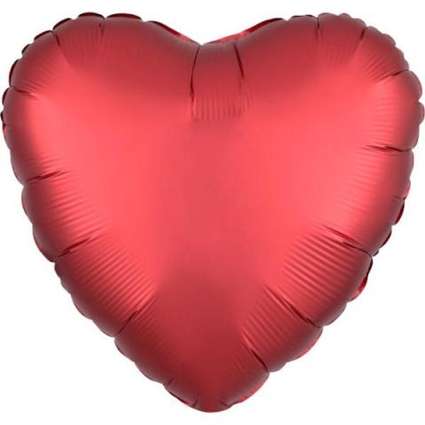 Balon foliowy Silk Lustre Dark czerwony serce 43cm