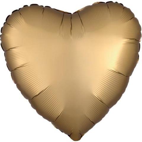 Balon foliowy Silk Lustre Dark złoty serce 43cm