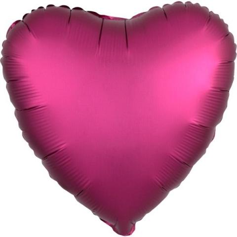 Balon foliowy Silk Lustre Dark różowy serce 43cm