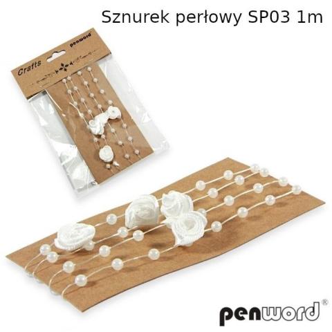 Sznurek perłowy różowy 1m