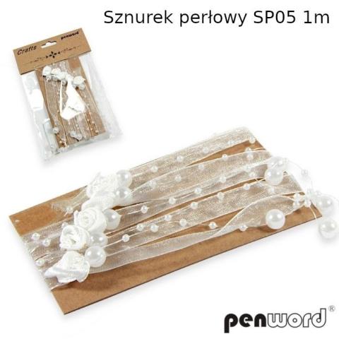 Sznurek perłowy różowy 1m