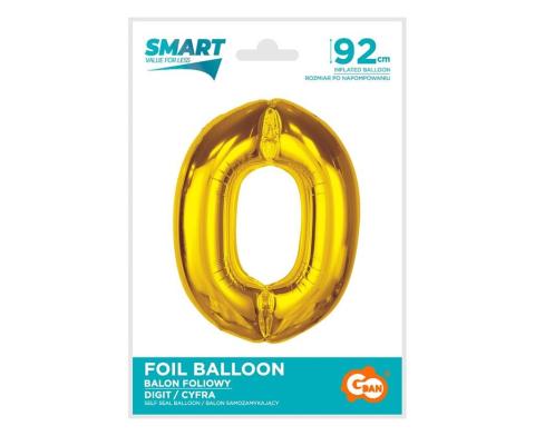 Balon foliowy Smart cyfra 0 złota 92cm