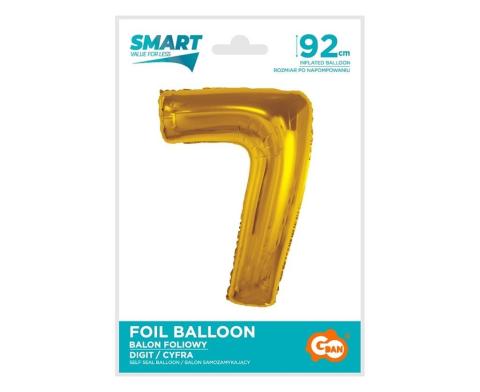Balon foliowy Smart cyfra 7 złota 92cm