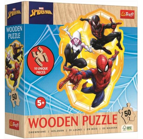 Puzzle drewniane 50 SpiderMan gotowy w akcji TREFL