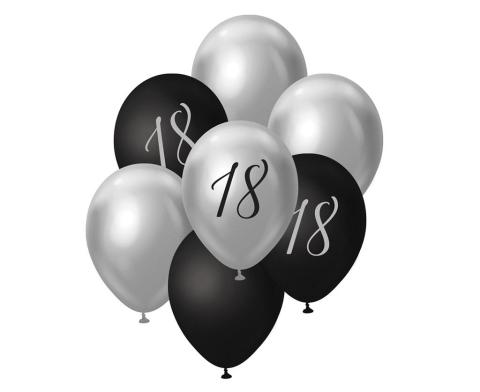 Balony B&C bukiet srebrno-czarny 45cm 7szt