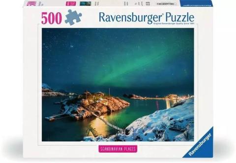 Puzzle 500 Zorza Polarna nad Bergsfjord