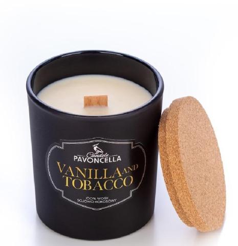 Świeczka sojowa Vanilla and Tabacco czarna 135g