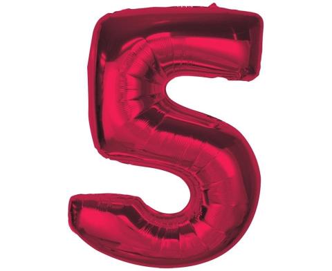 Balon foliowy cyfra 5 czerwona Smart 92cm