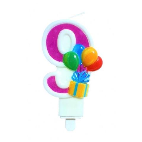 Świeczka urodzinowa 9 z balonami