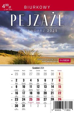 Kalendarz 2025 A5 biurkowy miesięczny Pejzaże