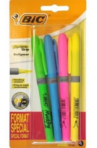 Zakreślacz Highlighter Grip mix 4szt BIC