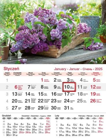 Kalendarz 2025 jednodzielny Kwiaty bzu