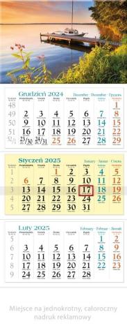 Kalendarz 2025 trójdzielny Mazury