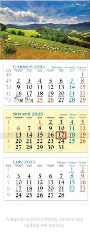 Kalendarz 2025 trójdzielny Beskid