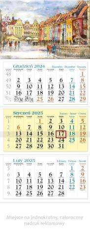 Kalendarz 2025 trójdzielny Akwarela