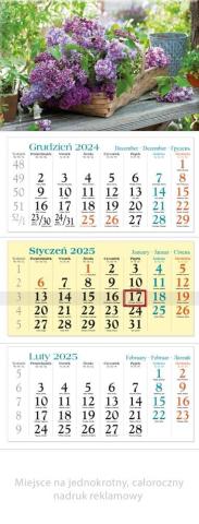 Kalendarz 2025 trójdzielny Bez