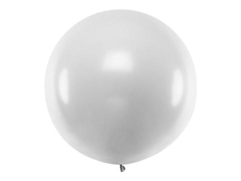 Balon okrągły metallic silver snow 1m