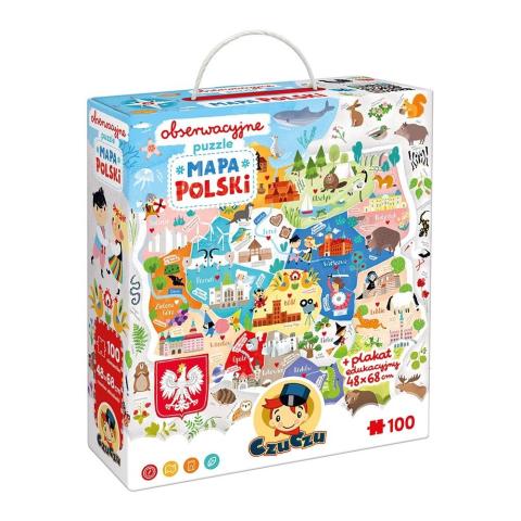 CuCzu Obserwacyjne puzzle Mapa Polski 100el 5+