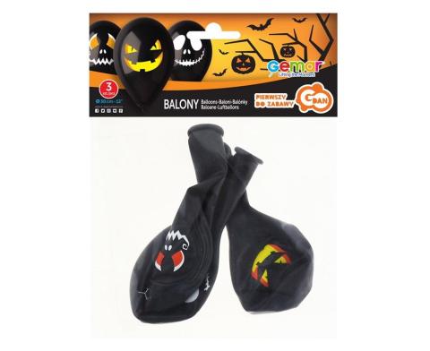 Balony premium halloweenowe twarze 3szt