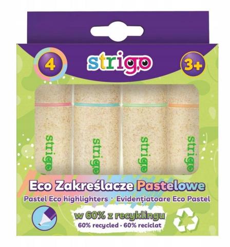 Zakreślacz Eco Hi-text pastel 4szt mix STRIGO