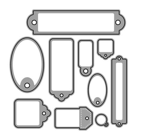 Zestaw wykrojników - Tagi 10szt