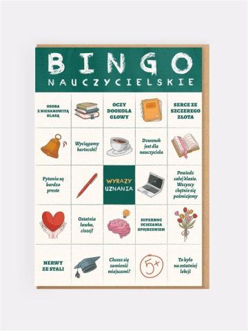 Karnet okolicznościowy dla nauczyciela Bingo