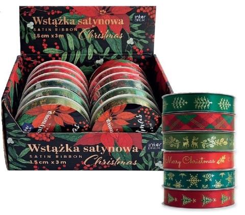 Wstążka satynowa 3m Christmas (12szt)