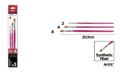 Pędzle syntetyczne płaskie 3szt