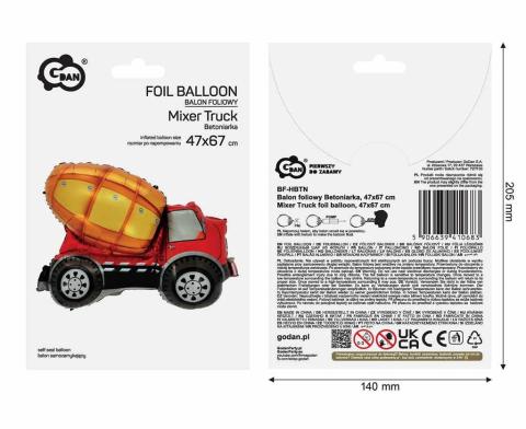 Balon foliowy Betoniarka 47x67cm