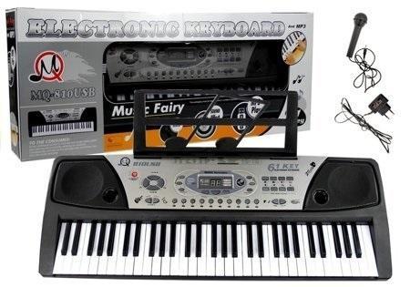 Organy keyboard + mikrofon zasilacz MQ-810 MP3